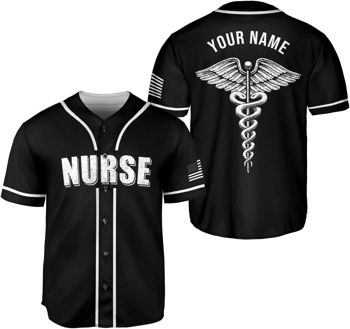 Leprints Personalized Nurse Baseball Jersey Flag Nurse Graduation Baseball Jersey Customize Nursing Emergency Shirts