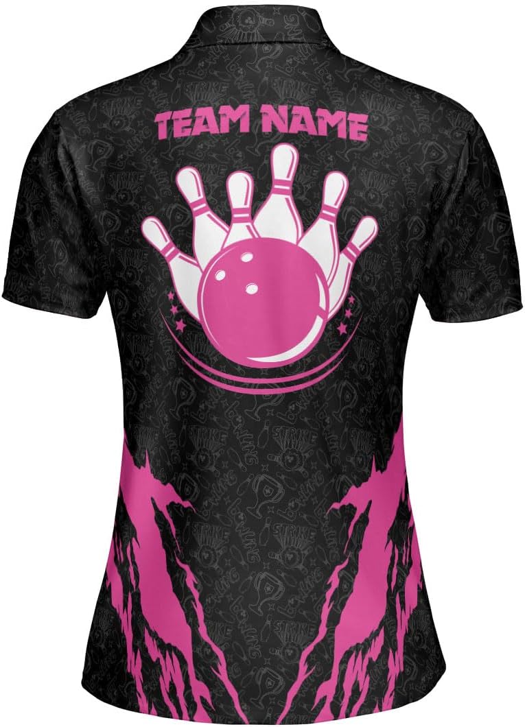 Personalized Bowling Shirts for Women, Custom Name Women Bowling Jersey, Ladies Bowling Polo Shirt for Team