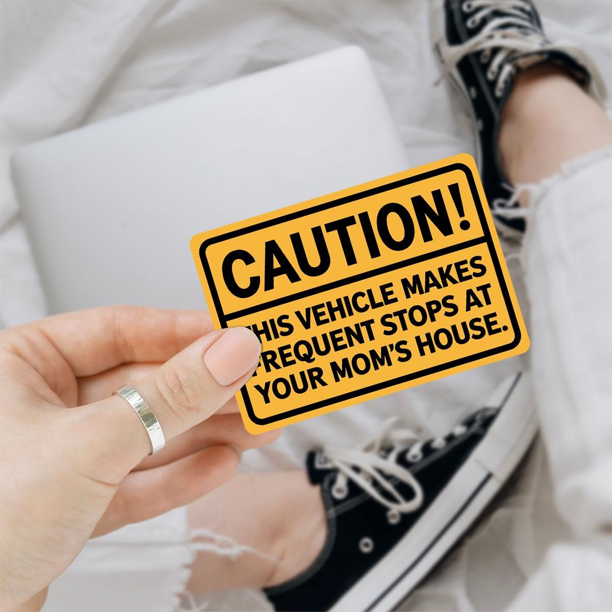 (3Pcs) Warning This Vehicle Makes Frequent Stops at Your Mom's House Car Decal, Funny Car Warning Sticker, Funny Mom Stickers, Sticker Die-Cut Waterproof for Water Bottle Truck, Car, Helmet Decal 5"