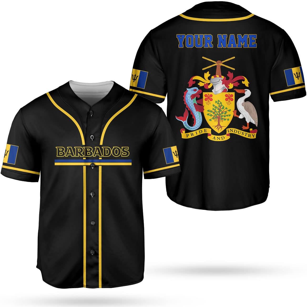Podagree Personalized Barbados Baseball Jersey Shirt, Bajan Flag Jersey, Barbados Jersey for Men and Women Jersey Bajan