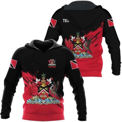 Woseprints Personalized Trinidad & Tobago 3D Hoodie, Trinidad and Tobago Coat of Arms Flag Trinidad Pride Tshirt, Sweatshirt