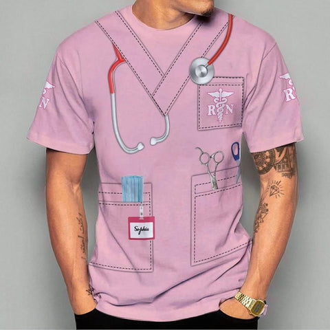 Personalized Name Nurses Shirts 3D Nurse Shirts for Women Emergency Nurse T-Shirt Uniform Emergency Medical Technician Shirt