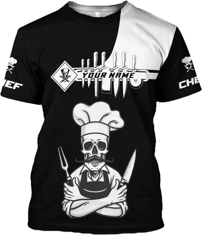 Personalized Chef Shirt Master Chef 3D Shirts Chef Gifts Custom Name Chefs Shirt for Men and Women, Tshirt Chef Utility Shirt