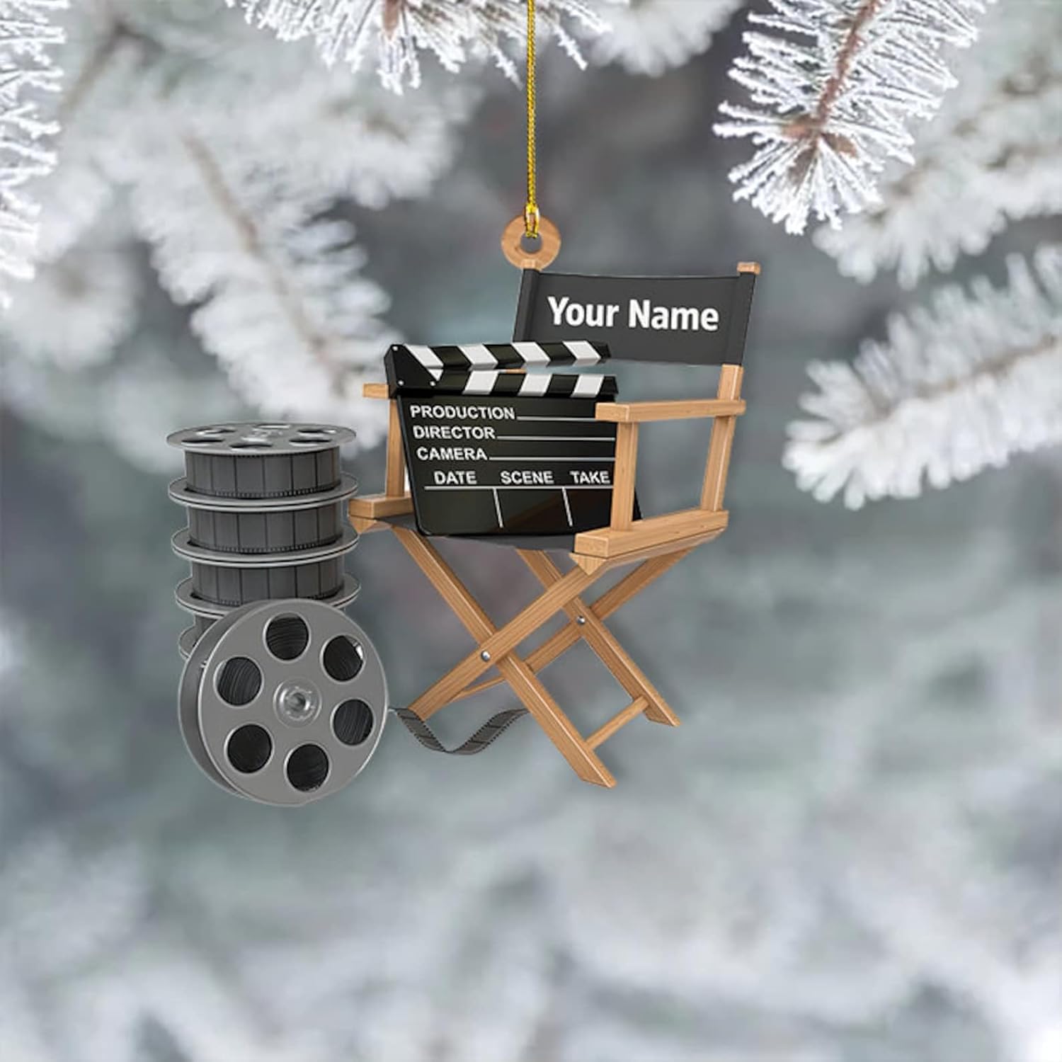 AOVL Personalized Film Clapboard Ornament Movie Clapper Christmas Ornaments Film Clapboard Ornament Film Clapper Ornament Director Clapboard Christmas Ornament Movie Clapperboard Theater (Film 3)