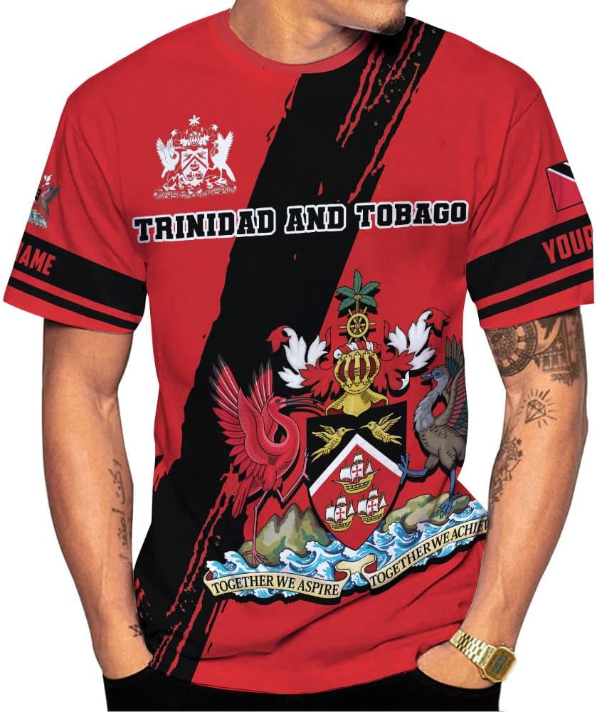 Personalized Trinidad & Tobago Shirts Trinidad and Tobago Coat of Arms Flag 3D Shirts Trinidad Pride Independence