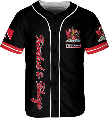 Podagree Personalized Trinidad & Tobago Baseball Jersey, Trinidad and Tobago Proud Flag Shirt Coat of Arms Gift Men Women