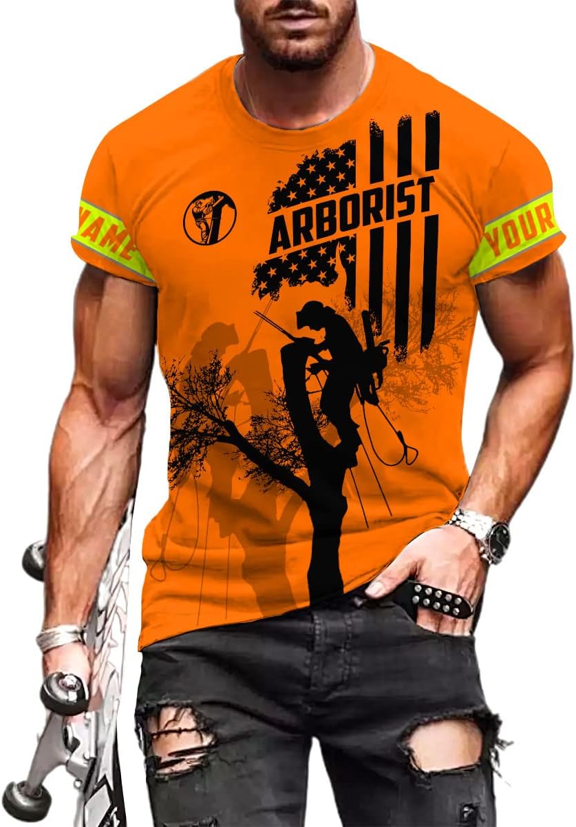 Personalized Arborist T-Shirt 3D, Woodworker Shirt, Mens Tree Climber Shirt