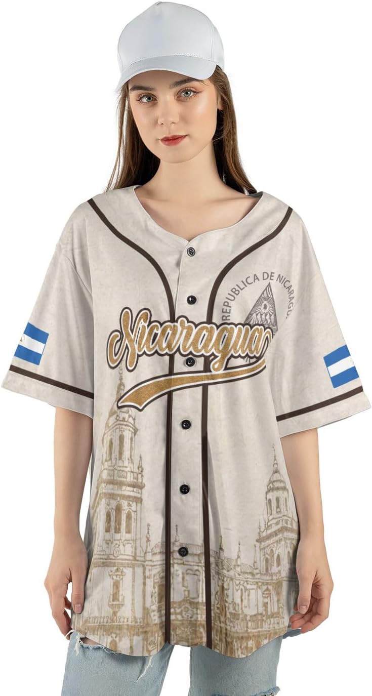 Personalized Nicaragua Baseball Jersey, Custom Nicaragua Baseball Jersey for Men & Women, Nicaraguan Camisas Shirt