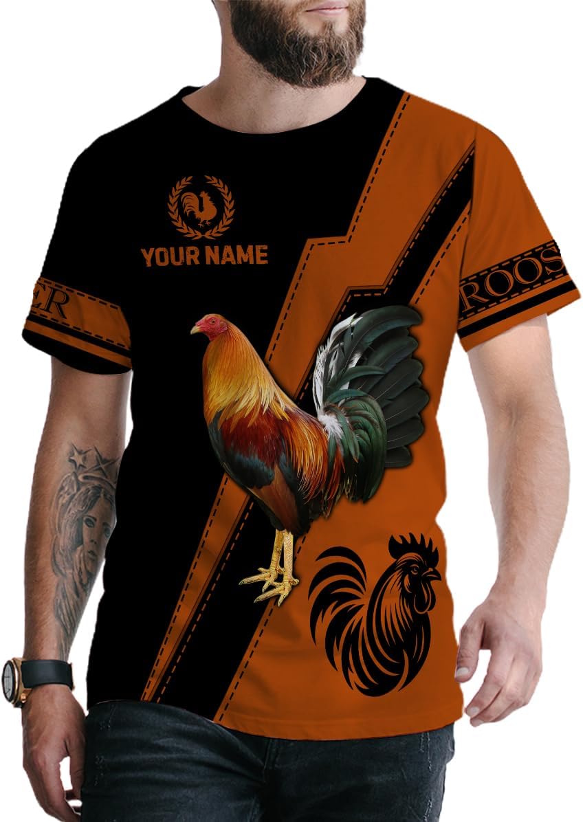 Mostefy Personalized Name Rooster Shirt 3D, Rooster Shirts for Men, Chicken Tshirts Shirts for Women, Funny Chicken Shirts