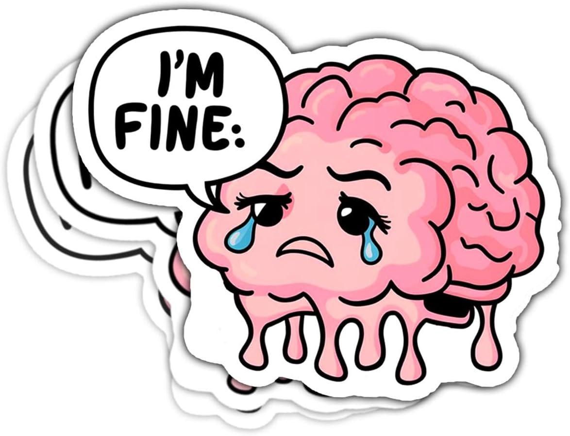 (3pcs) Fine Brain Sticker, Human Brain Decal, Mental Health Neurodivergent Sticker, I'm Fine Brain Stickers- Vinyl Stickers 3 Inches for Laptop Water Bottle Phone Car Window Helmet