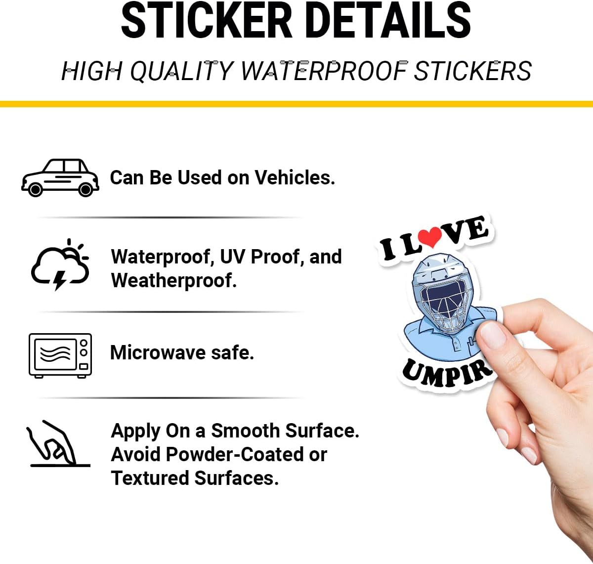 (3 Pcs) I Love Umpires Sticker - Sports Referee Baseball & Softball Umpire Quote Vinyl Decal for Laptop, Water Bottle, Phone, Car, Boat, Bumper, Window, Helmet - 3 Inch