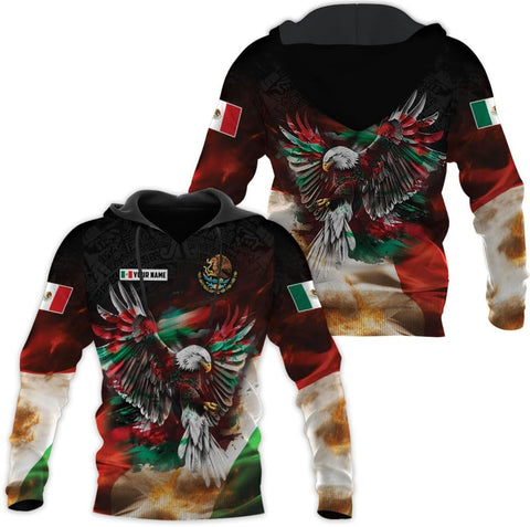 HomeDesign Custom Mexico Shirts Personalized Name Mexican 3D Flag Shirt for Men Women Aztec Unisex US Eagle Pride Camisas