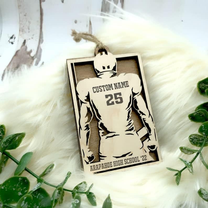 Artparel Personalized Football Ornament Customized Football Christmas Ornaments Football Ornament Christmas Hanging Décor Gift for Football Fans Football Gifts Gift for Football Player (FB)