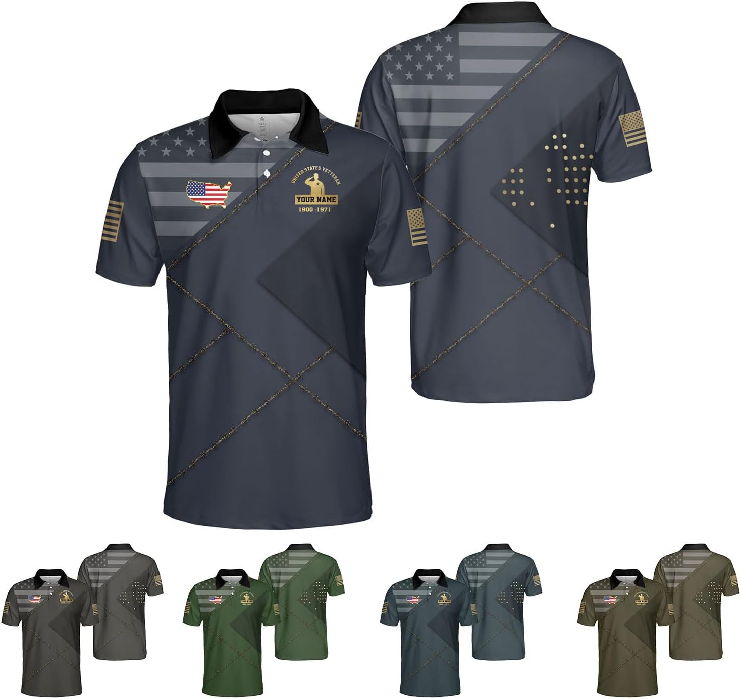 LigtHuy Personalized Name Us Army Polo Shirts for Men, Us Army Shirt, Veteran Shirts, Veteran Shirts for Men S-5XL