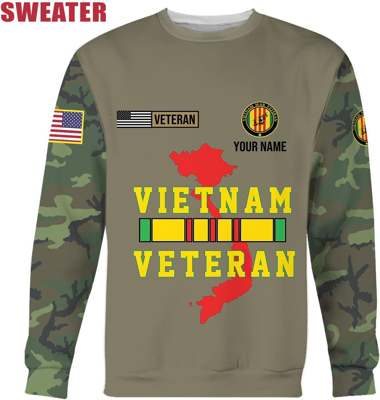 Mostprints Personalized Name Vietnam Veteran Shirts 3D, Veterans Shirts for Men and Women, Veteran's Shirt Vietnam Veteran S-5XL