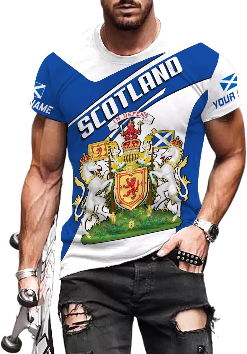 Mostefy Personalized Scotland Shirt 3D, Custom Name Scotland Tshirt, Scottish Shirts for Men and Women, Scottish Shirt S-5XL