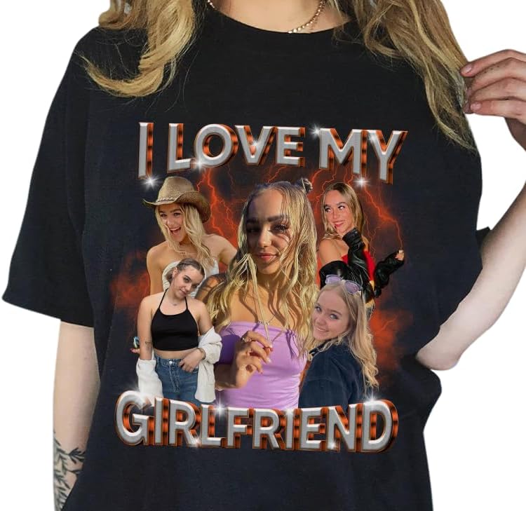 mostprints Personalized I Love My Girlfriend Boyfriend Shirt, I Love My Girlfriend Tee with Custom Photo, Couples Shirts