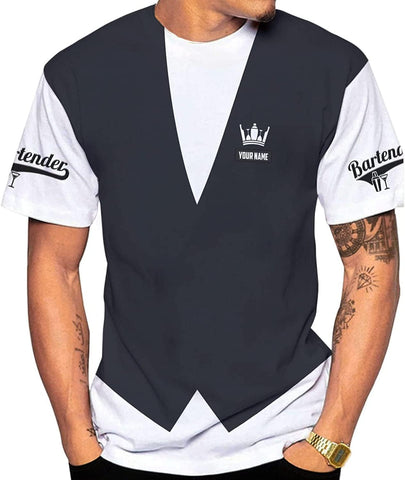 RoyalBro Personalized Bartender Shirt Custom Bartender Shirts Bartending 3D T Shirts Cocktail Wine Tshirt for Men & Women (Multi 4)