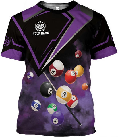 Pretyprints Personalized 3D Billiard Shirt Custom Name Men Women Team Apparel Pool 8 Ball Flag Tshirt Billiards Shirts Gift