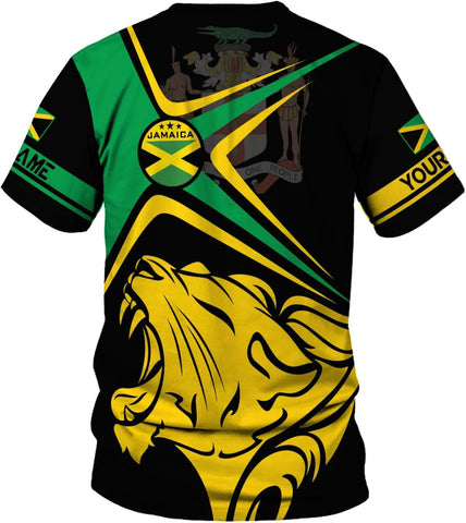 Ligthuy Personalized Jamaica Shirt 3D, Custom Jamaica Flag Lion Shirt for Men and Women, Jamaican Pride T-Shirt Unisex
