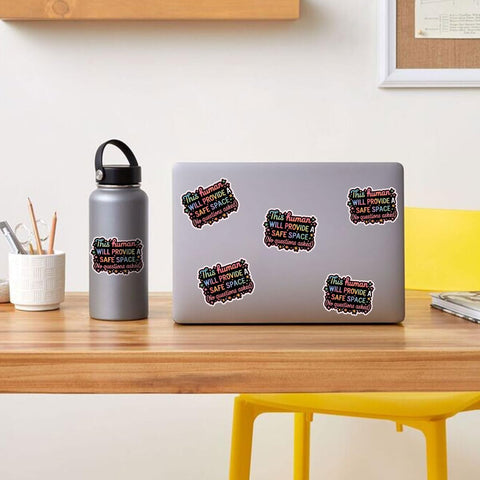 LGBTQ+ This Human Will Provide A Safe Space Sticker, 3 inches Waterproof Vinyl Sticker for Book Laptop Water Bottle Phone Case