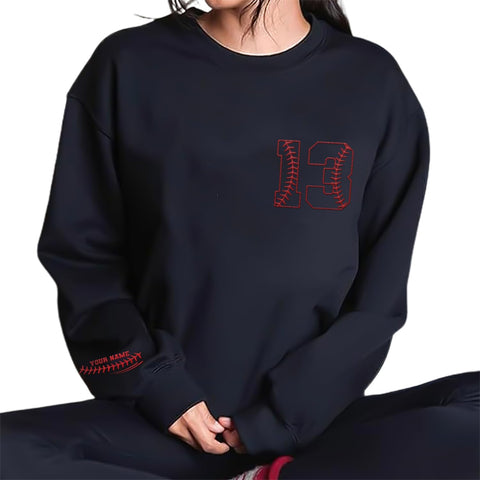 Intenprints Personalized Baseball Mom Embroidered Sweatshirt Customized Baseball Shirt Baseball Sweatshirts for Women and Men