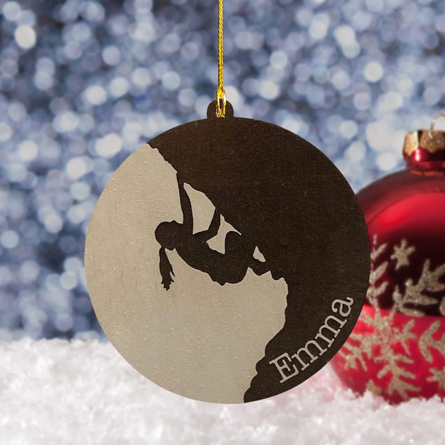 HomeDesign Personalized Rock Climbing Ornaments Custom Climbing Ornament Rock Climber Ornament, Mountain Climbing Bag, Climber Gift Bouldering Gifts Ornament Christmas Hanging Ornament