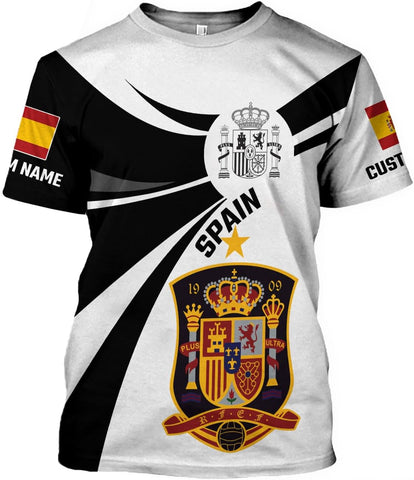 MoonArt Personalized Spain Shirt Custom Spain Espana Flag Shirts for Men and Women, Spain Spanish Pride
