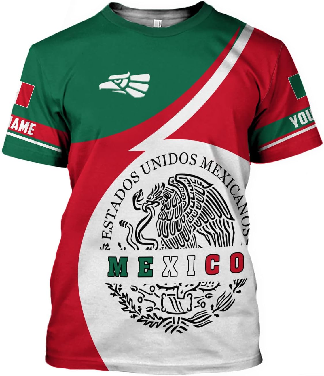 Mostprints Personalized Name Mexican Shirts for Men 3D, Customized Mexico Shirts for Men, Mexico Shirts for Women Mexico Shirt