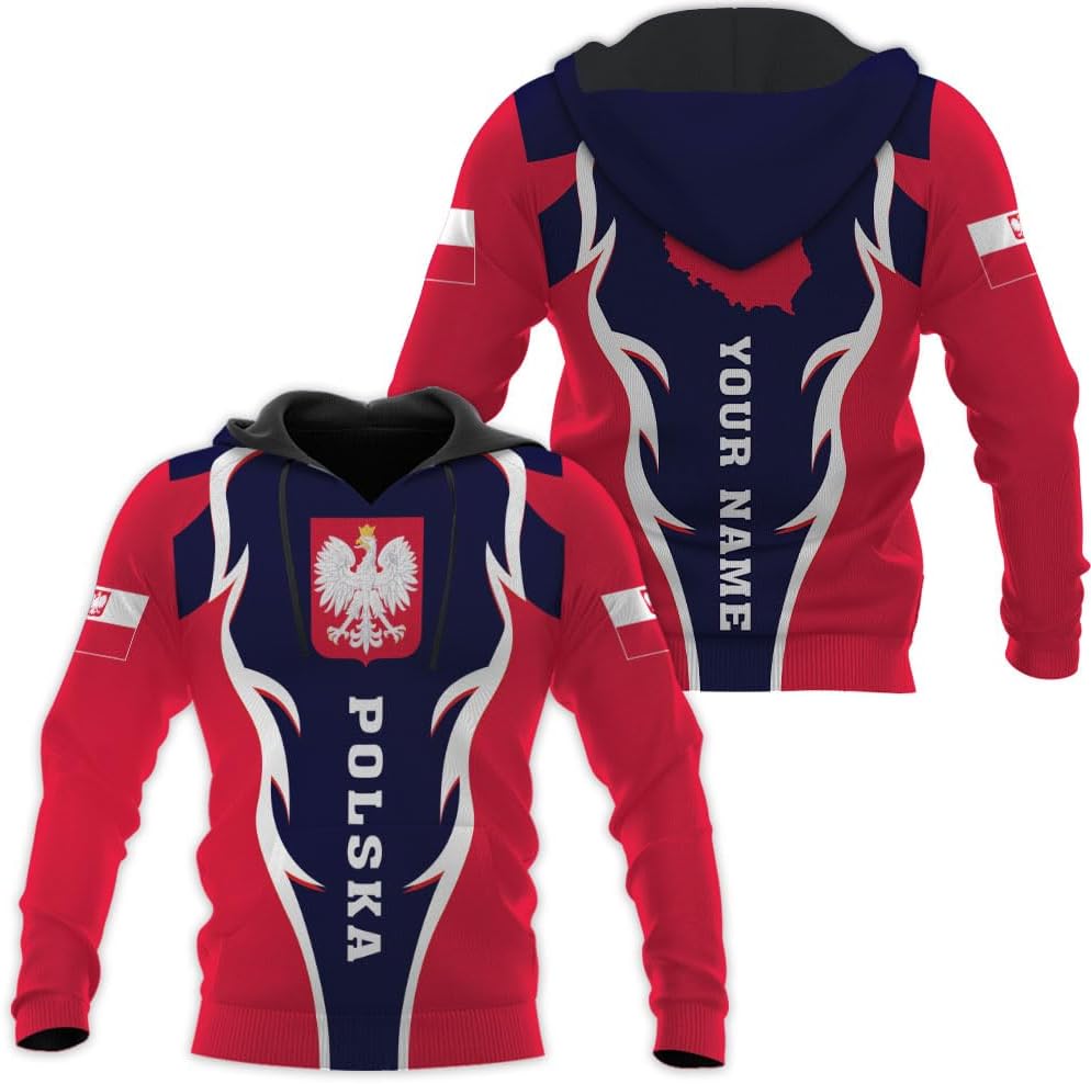 Vybonz Personalized Poland Hoodie Women & Men 3D, Poland Pride Shirt Polish Eagle