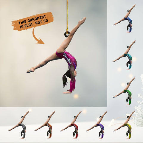 Paniprints Personalized Name Gymnastics Ornament 2024, Gymnast Christmas Ornament Girl, Gymnast Ornament for Xmas Decoration (Gymnastic 8)
