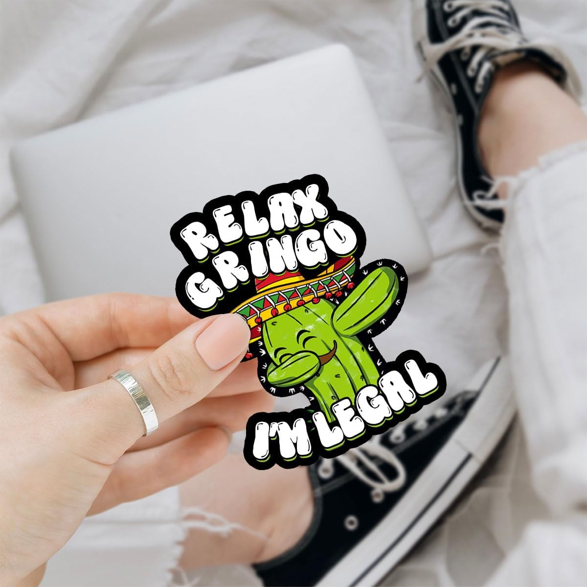 3 Pcs Relax Gringo Im Legal Sticker, Relax Gringo Im Legal Sticker for Car, Relax Gringo Calcomanías De Mexico Funny Immigrant Calcomanias Mexico Mexican Cactus Stickers for Truck Car Helmet (G1)