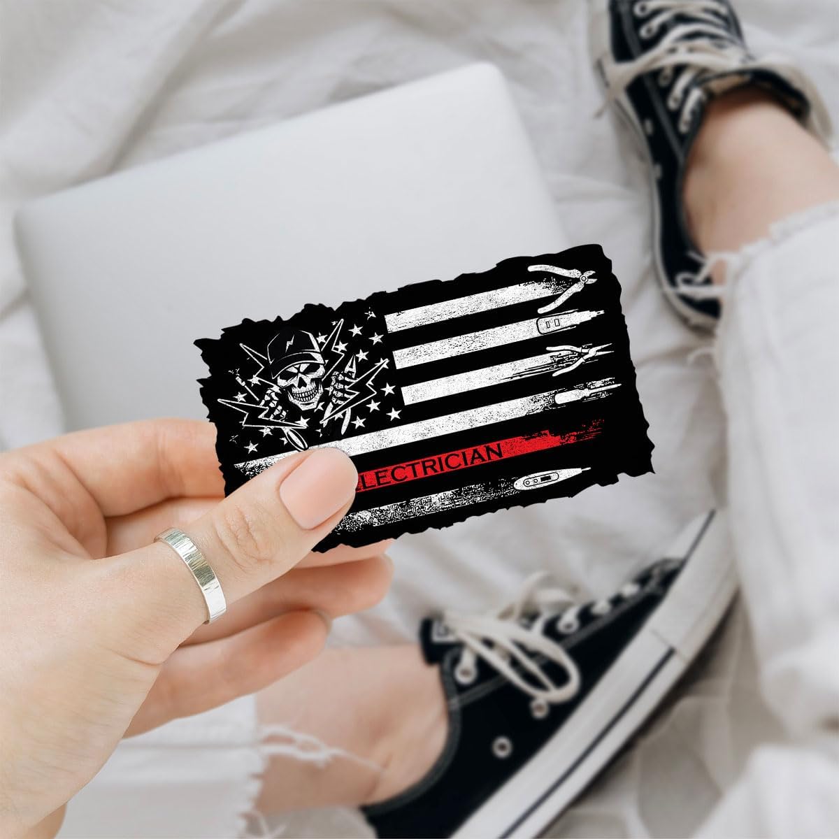 3 Pcs Electrician American Flag Sticker, Power Lineman Sticker, Electrical Worker Gifts, American Flag Electrician Tools Toolbox Stickers 3 Inches for Water Bottle Laptop Phone Helmet Kindles Tumbler