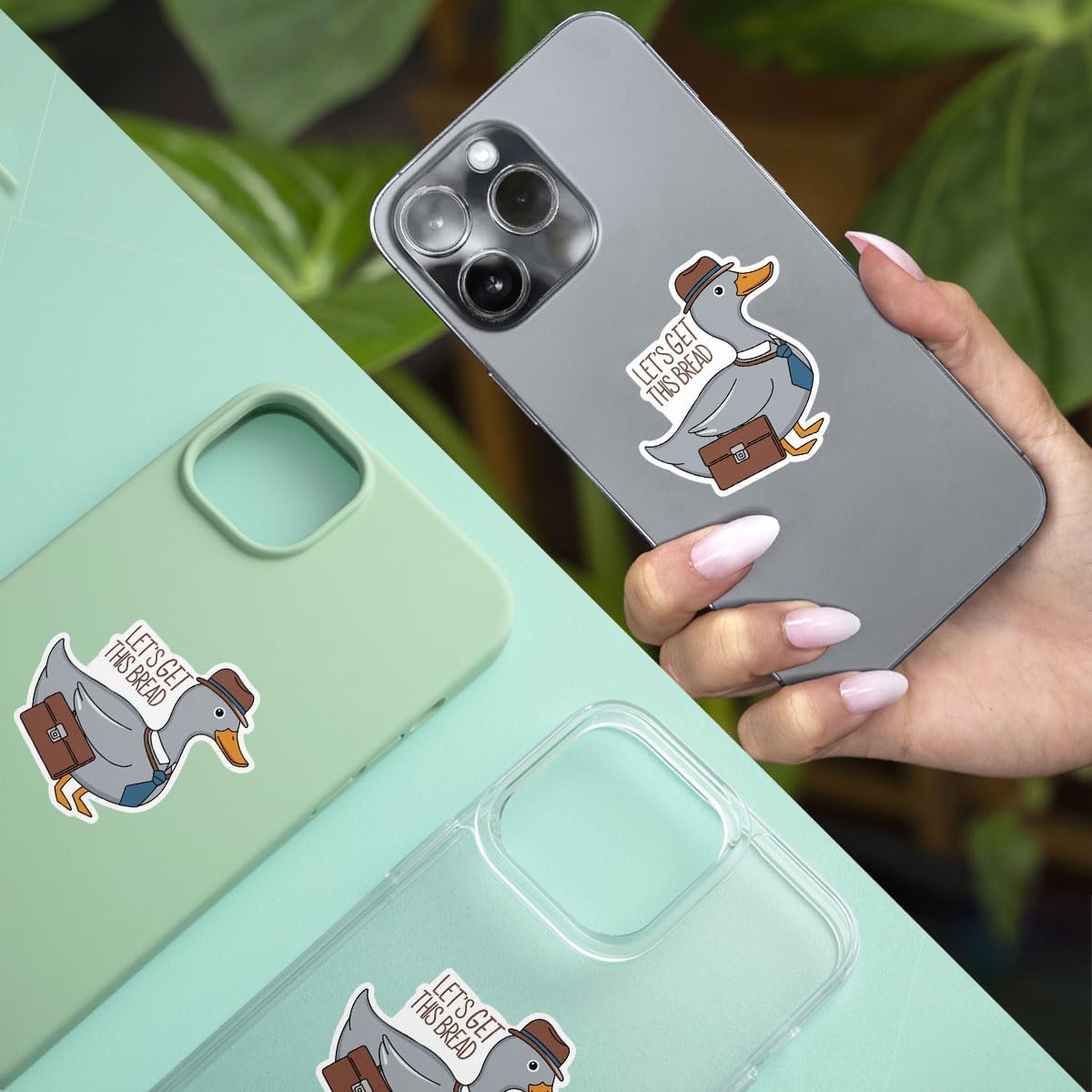 (3pcs) Let's Get Started This Bread Sticker, Cute Duck Sticker Gifts Duck Lovers, Meme Duck Sticker Die-Cut Waterproof Vinyl Sticker Laptop Water Bottle Window Phone Helmet
