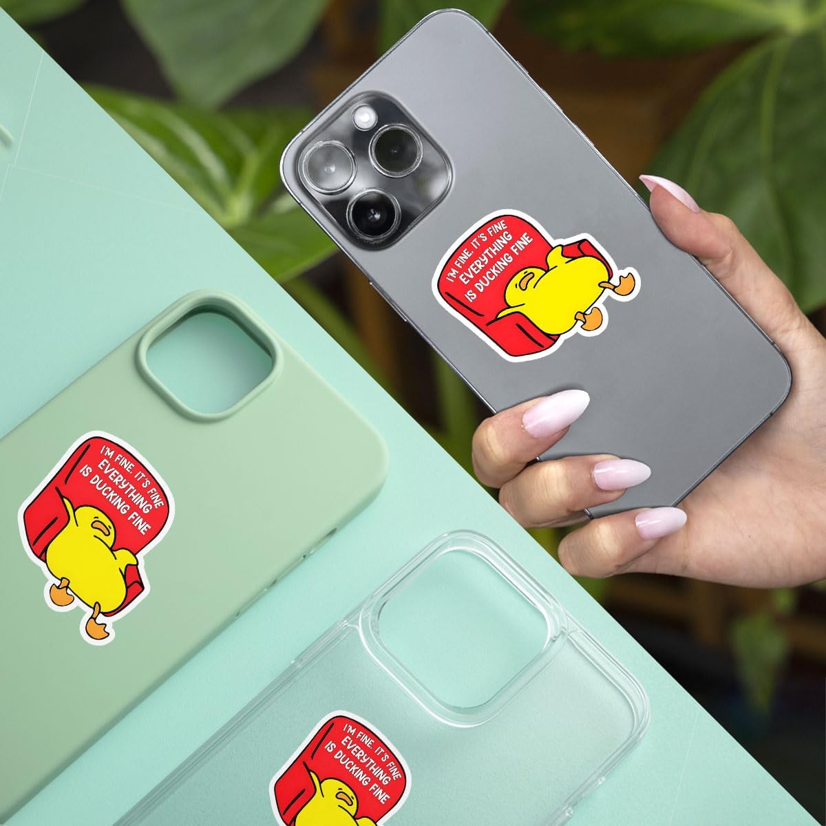(3Pcs) I'm Fine, It's Fine Everything is Ducking Fine Sticker, Yellow Duck Sticker, Funny Meme Cute Duck Decal, Duck Vinyl Sticker - Stickers for Laptop Water Bottle Phone Car Window Helmet 3"