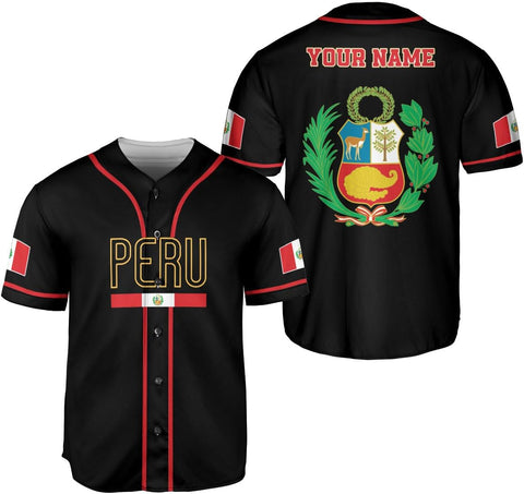 Podagree Personalized Peru Baseball Jersey, Peruvian Proud Flag Jersey Shirt Peru Coat of Arms Peruvian Gift for Men Women
