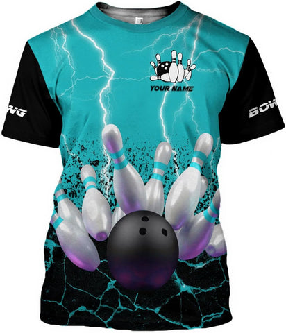 MoonArt Personalized Name Bowling Shirts for Men and Women 3D, Bowling Shirts for Team Bowling, Bowling Shirts Gift