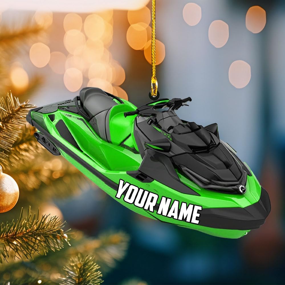 Podagree Personalized Pontoon Boat Ornament, Pontoon Christmas Ornament, Pontoon Boat Christmas Car Ornament, Pontoon Boat, Custom Pontoon String Light Ornament (WB9)