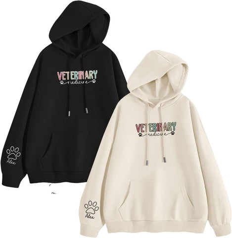 Custom Embroidered Vet Tech Sweatshirt Veterinary Technician Gift Personalized Vet Shirt with Paw Print for Appreciation Day