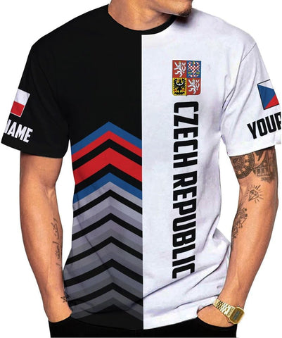 Personalized Czech 3D Shirts, Czechoslovakian T-Shirts, Czech Republic Flag Pride Shirt Unisex, Gifts for Czechs (CZ 6)
