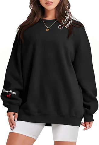 Intenprints Personalized Baseball Mom Embroidered Sweatshirt Customized Baseball Shirt Baseball Sweatshirts for Women and Men