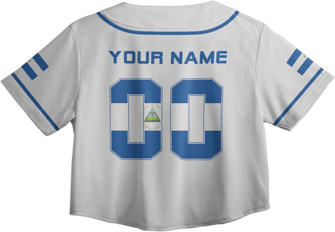 Personalized Nicaragua Baseball Croptop Shirt, Nicaraguan Flag Jersey for Women Jersey Pride