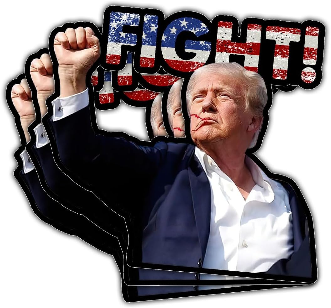 (3pcs) Trump Fight Decal, Trump You Missed, Trump Bumper Stickers for Cars - Vinyl Stickers Decal 5 Inches for Laptop Water Bottle Car Helmet (Fight 2)