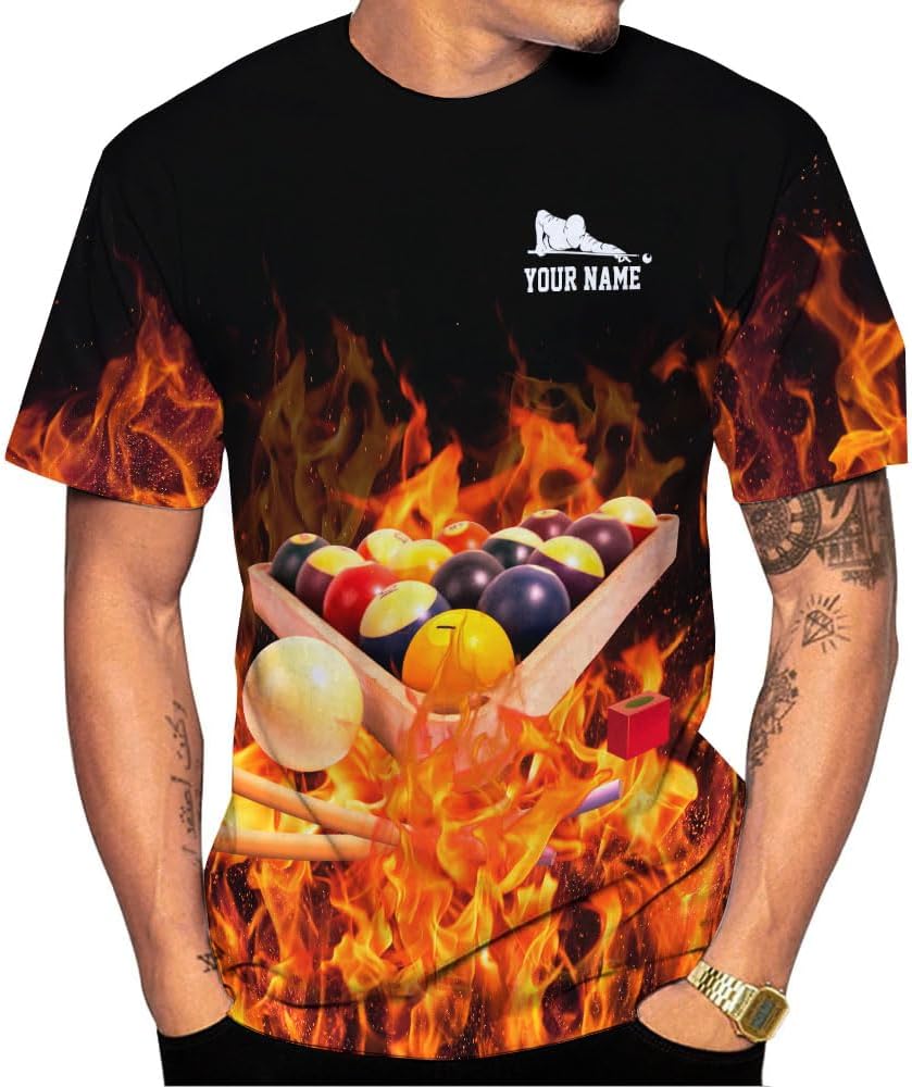 Parvii Personalized Billiards Shirt for Men, 8 Ball Pool Shirt, Billiards Gift