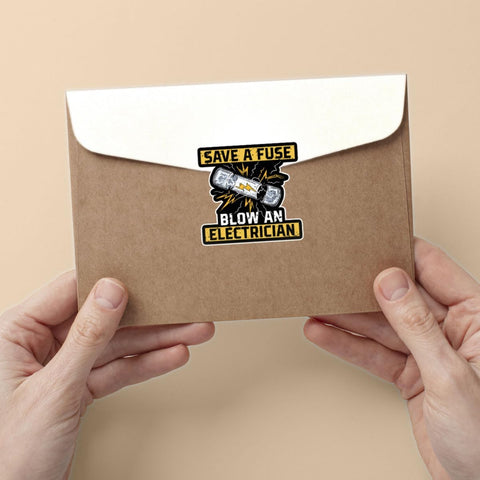 3Pcs Save A Fuse Blow an Electrician Sticker Handyman Fixologist Electricity Lineman Bumper Stickers Gift Save A Fuse Blow an Electricians Decal for Laptop Bottle Phone Car Hard Hat 3"x3"