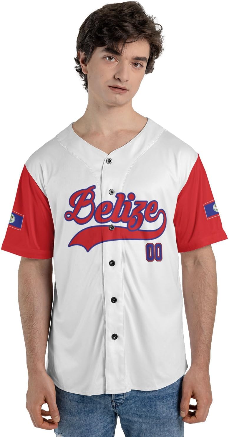Personalized Belize Baseball Jersey Shirt, Belizean Flag Jersey, Belizean Pride Jersey for Men and Women
