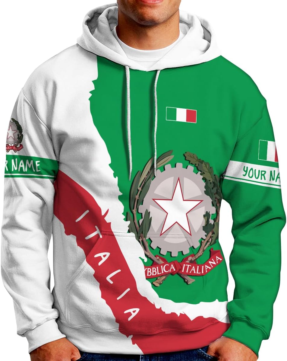 Ligthuy Personalized Name Italy Shirt 3D, Custom Italian Shirt Flag for Men and Women, Italia Shirt Soccer Unisex Size