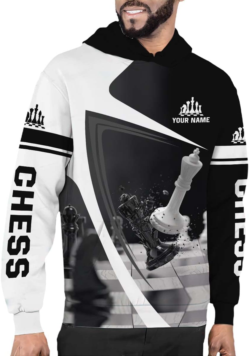 Leprints Personalized Chess 3D Shirt, Custom Name Chess 3D TShirt Hoodie Sweater for Men, Women, Chess Lover, USA Chess