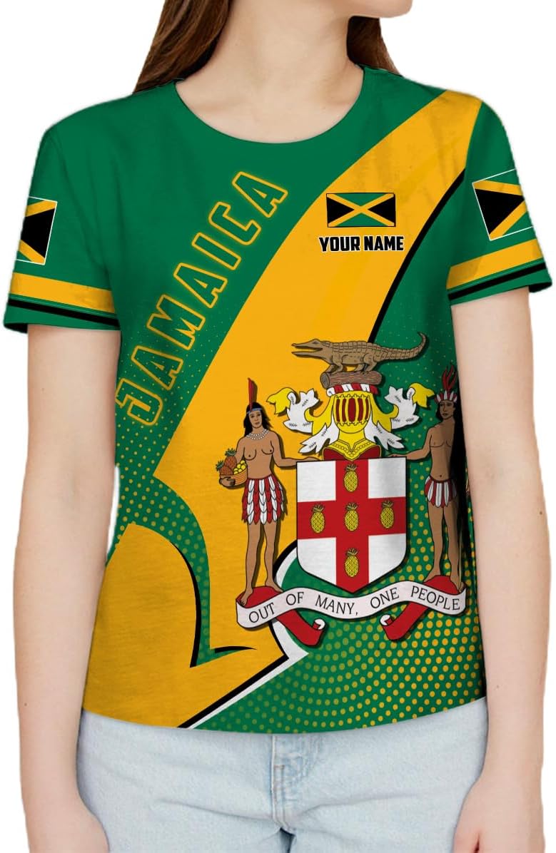 Ligthuy Personalized Jamaica Shirt 3D, Custom Jamaica Flag Lion Shirt for Men and Women, Jamaican Pride T-Shirt Unisex