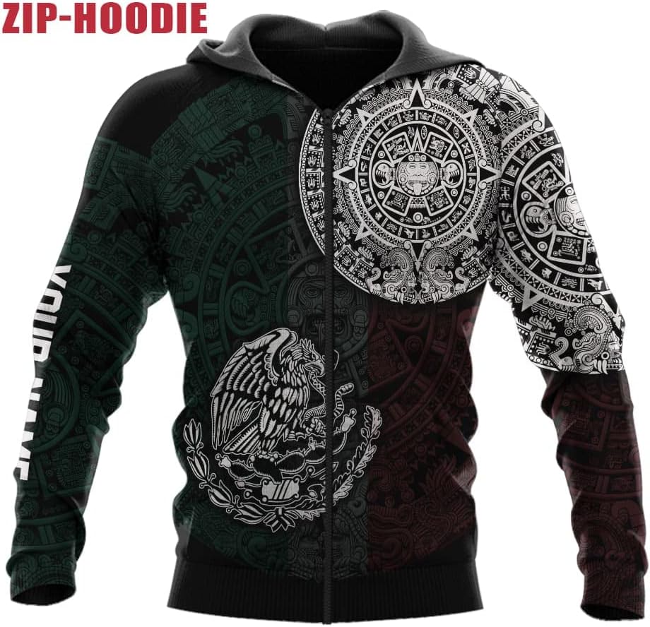 Personalized Name Aztec Hoodie Men, Unisex 3D Aztec Hoodies for Men and Women, Aztec Warrior Mexican Hoodie, Mexico hoodie